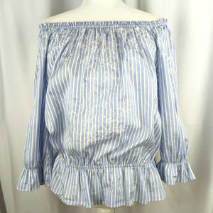 WHBM~Embroidered Chintz Shirting Off-Shoulder Top~L